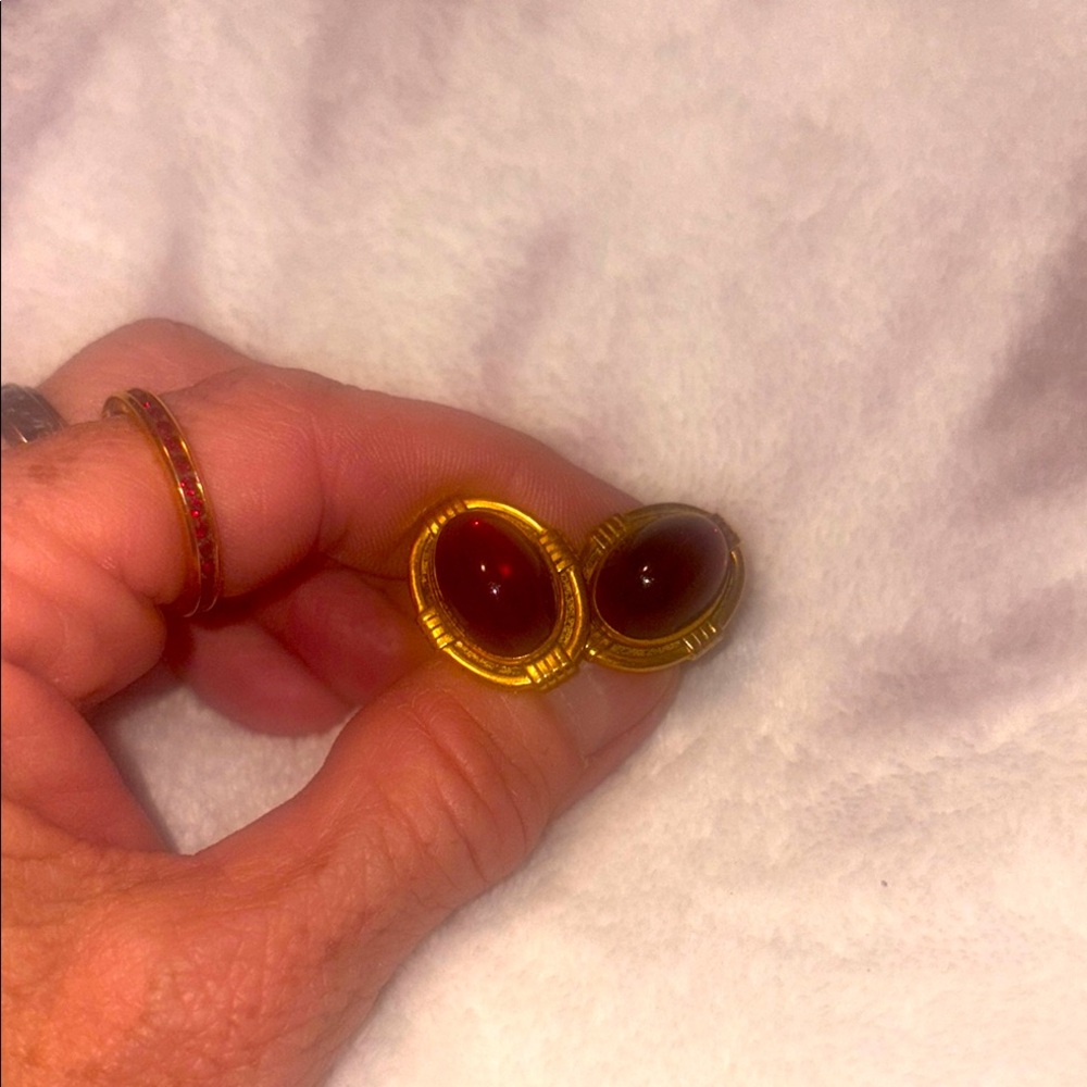 Elegant Gold and Red Cuff Links